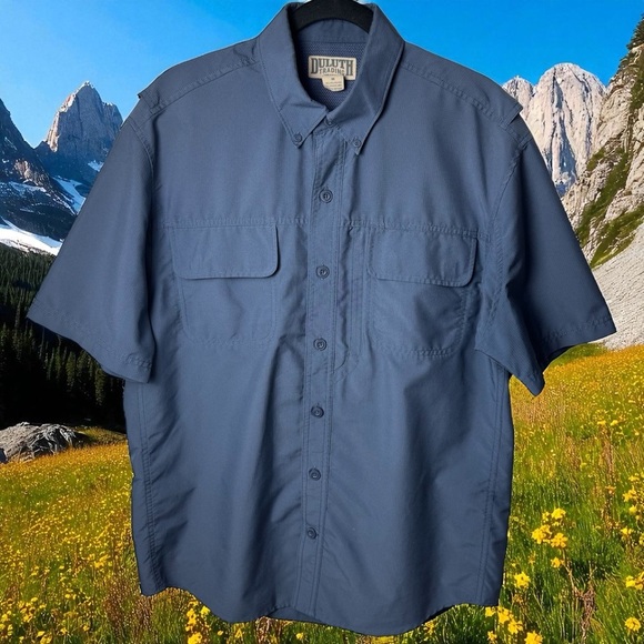Duluth Trading Co. Blue Vented Fishing Outdoors Short Sleeve Utility Shirt M - Picture 1 of 10